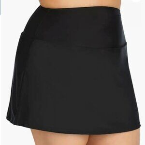 Island Escape Women's Skirt High-Waist Swim Bottom Separates Black Size 22W 7591